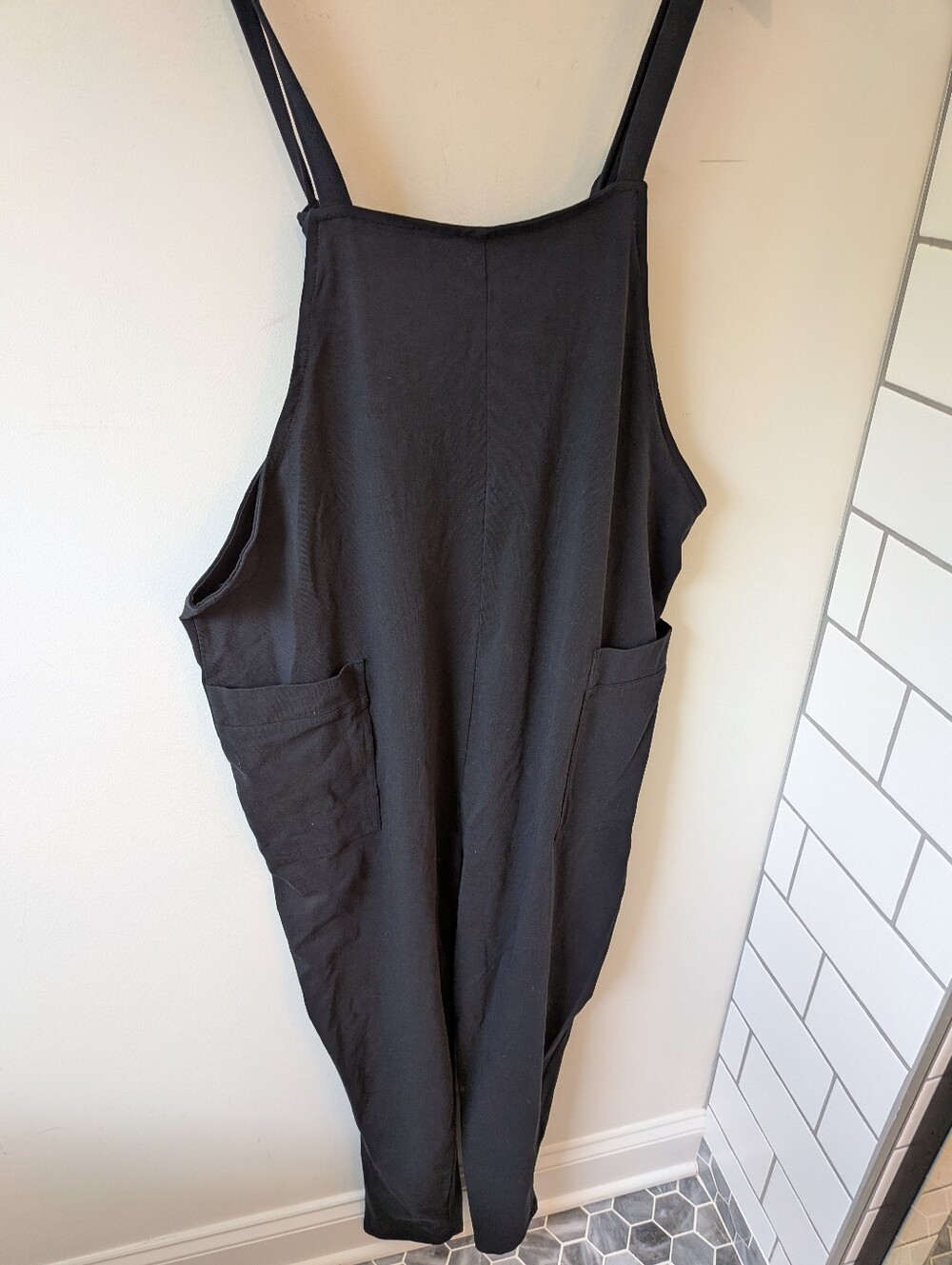 Quince Women's Black Maternity Cotton Overalls Jumpsuit Size Medium NWT
